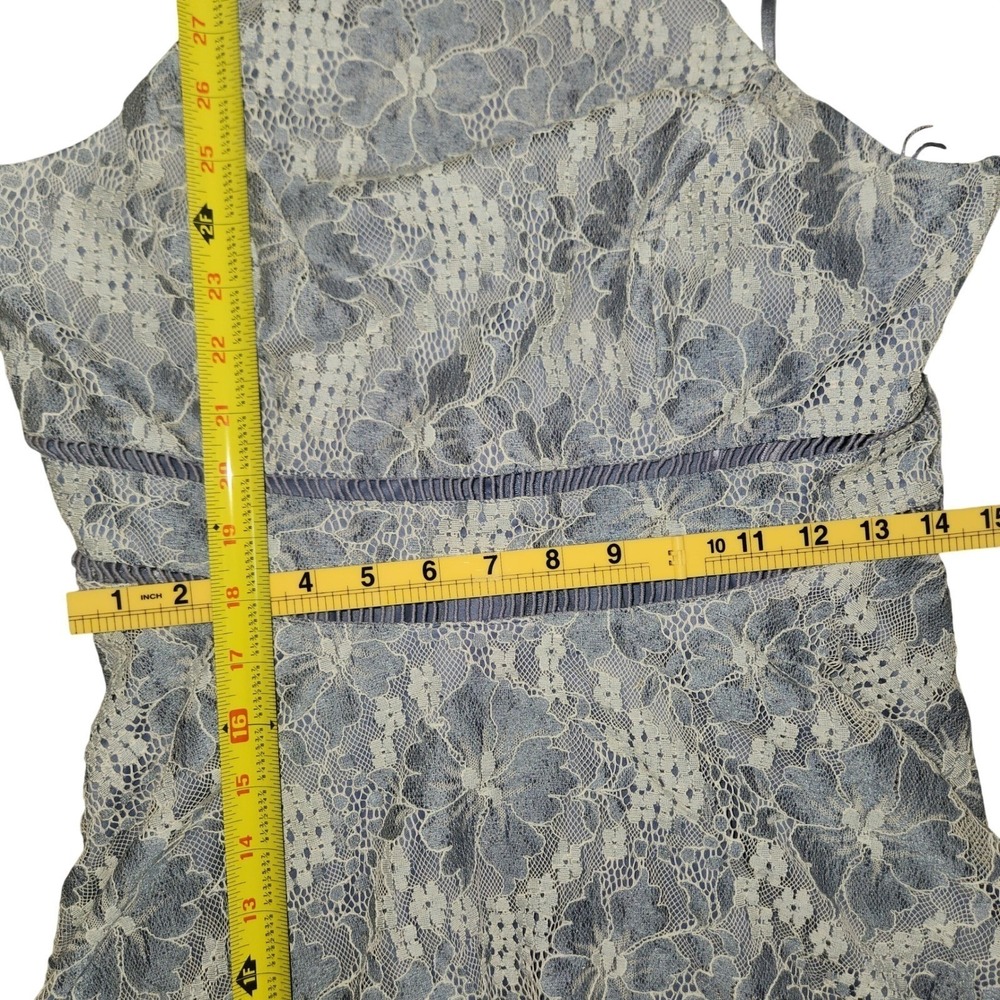 City Triangles Blue & White Lace Halter Mini Dress Illusion Waist 13 jr - Picture 8 of 8